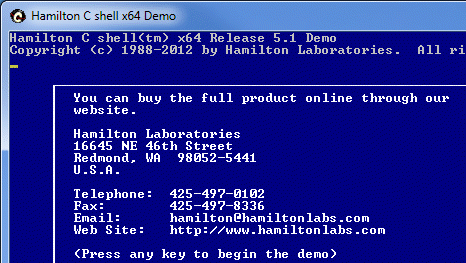 Hamilton C shell demo screen 3