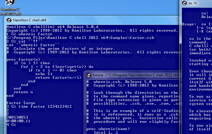 64-bit Hamilton C shell on 64-bit Windows 7